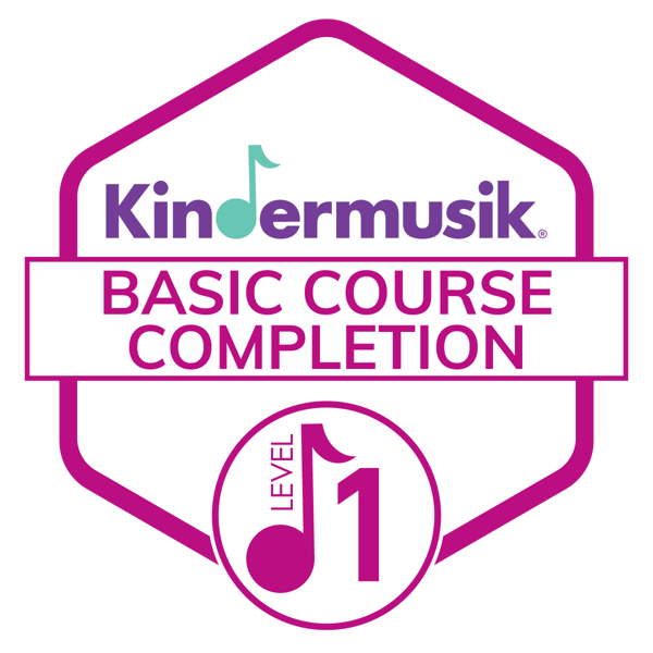 The Kindermusik Level 1 Basic Course Completion Badge. Our basic course completion badges represent the completion of a Standard Kindermusik age-specific course.