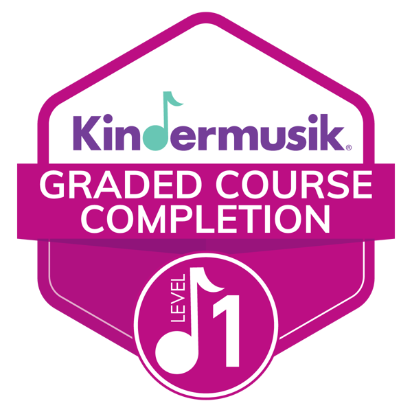The Kindermusik Level 1 Graded Course Completion badge. Our graded music education digital badges signify a passed assessment of the earner’s ability to grasp and teach Kindermusik concepts.