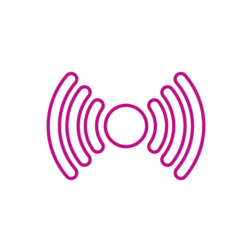 Icon of radar symbol with waves going outward. Sensory development through music-based learning.